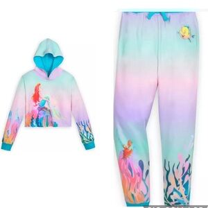 Disney Ariel Semi Cropped Hoodie Jogger Pant Kid The Little Mermaid 2PC SZ 10/12
